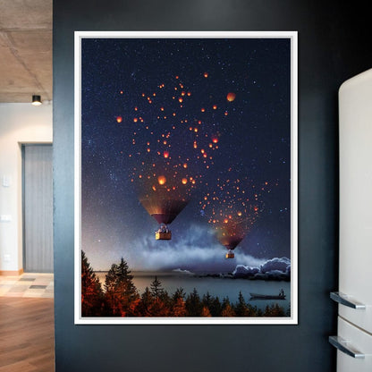 Hot Air Balloon Light Canvas Wall Art