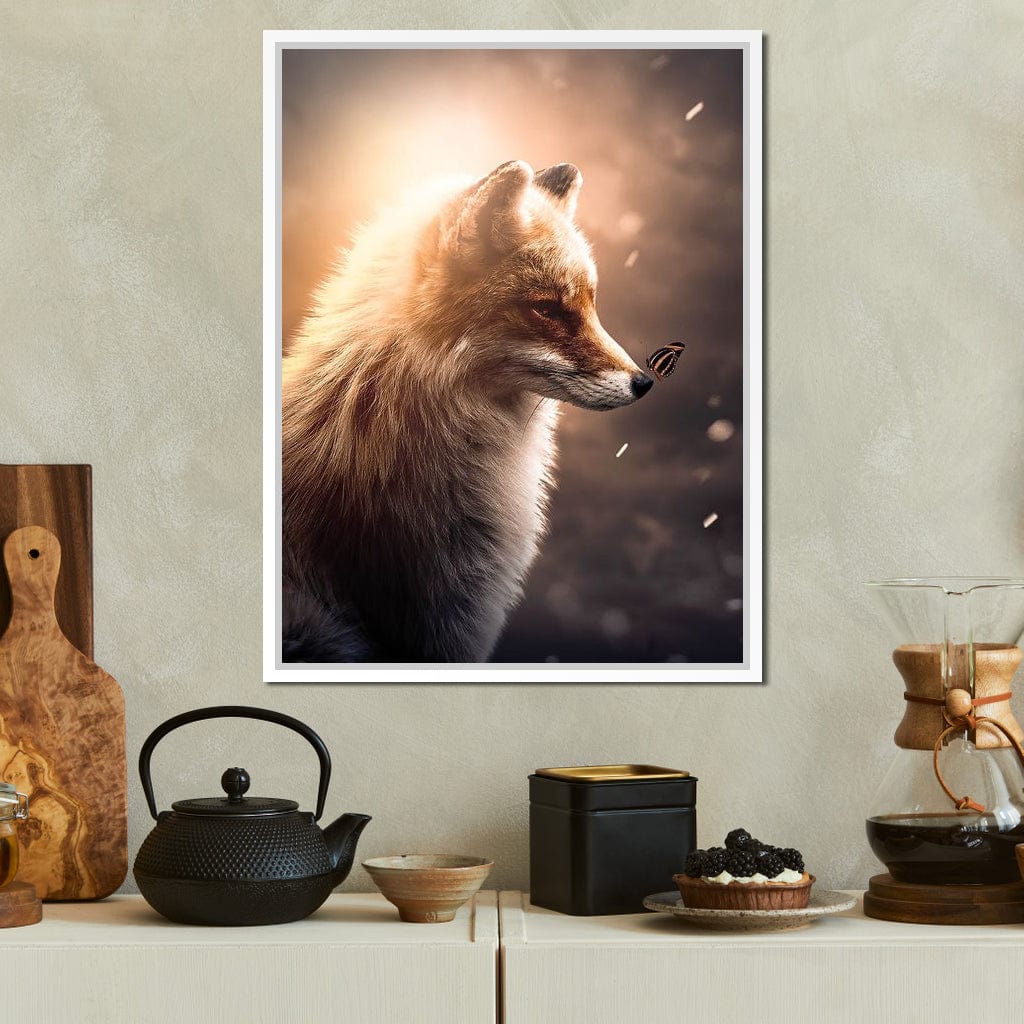 Fox Butterfly Glow Canvas Wall Art