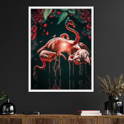 Glowing Flamingo Canvas Wall Art