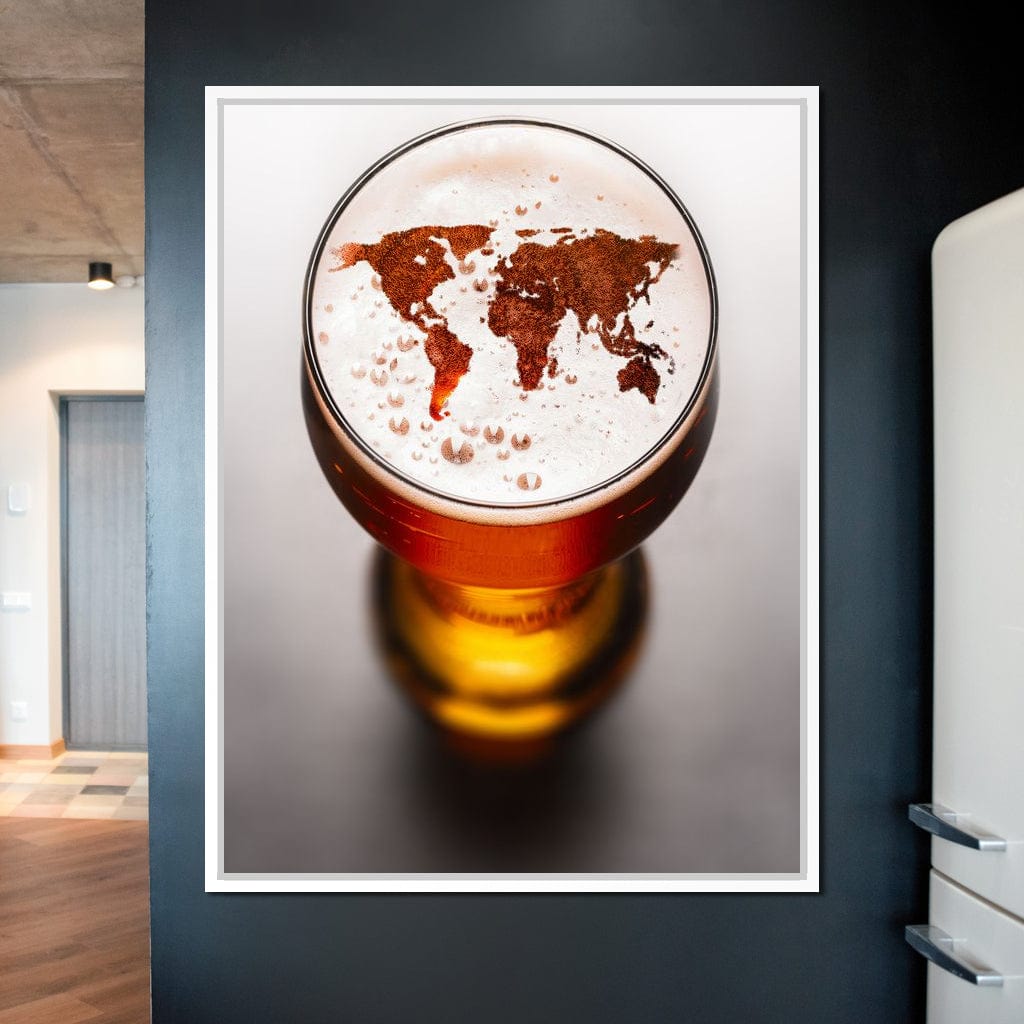 World Map Beer Canvas Wall Art