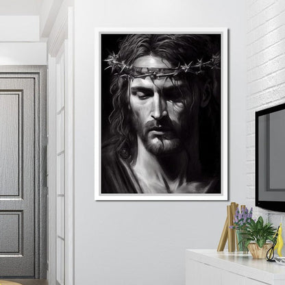 Black & White Jesus Portrait Canvas Wall Art