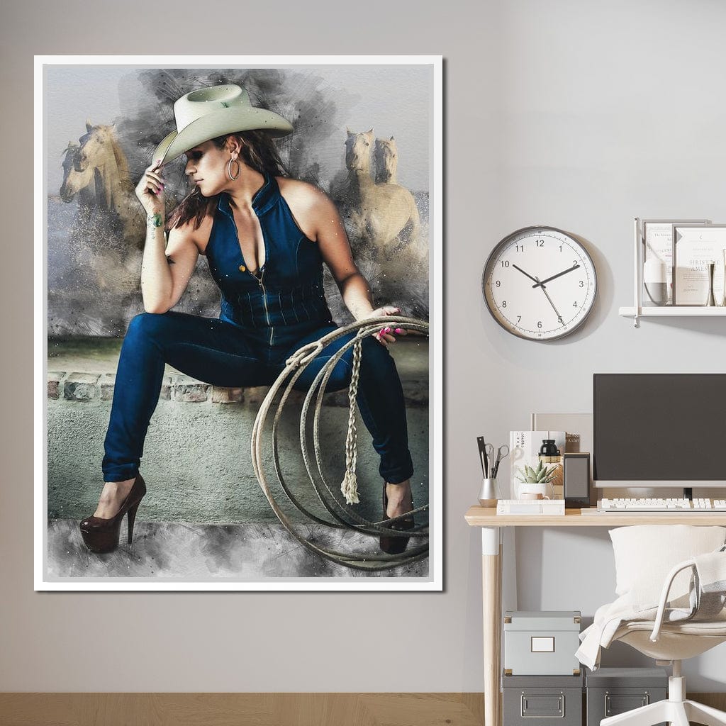 Sexy CowGirl Canvas Wall Art