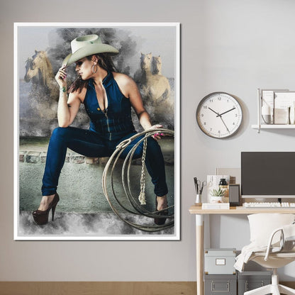 Sexy CowGirl Canvas Wall Art