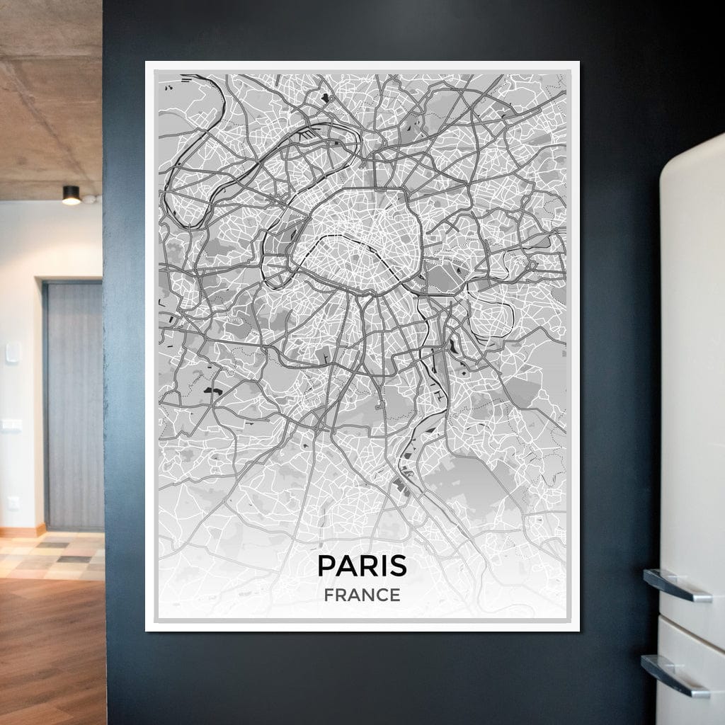 Map of Paris, France Canvas Wall Art