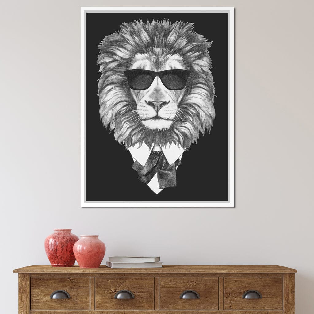 Dressed Up Lion Canvas Wall Art