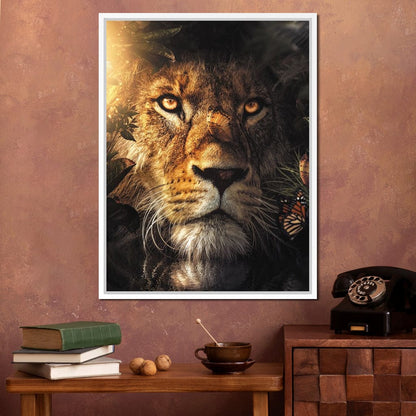 Lion Hiding Canvas Wall Art