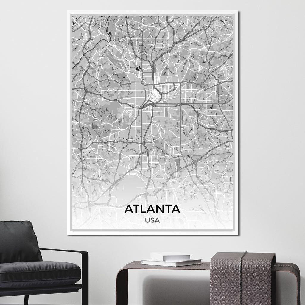 Map of Atlanta, USA Canvas Wall Art