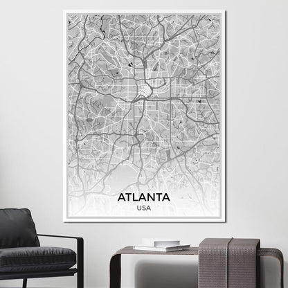 Map of Atlanta, USA Canvas Wall Art