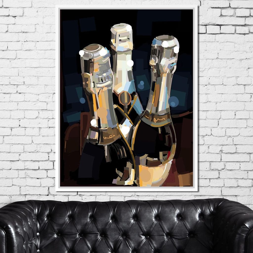 Champagne Bottles Canvas Wall Art