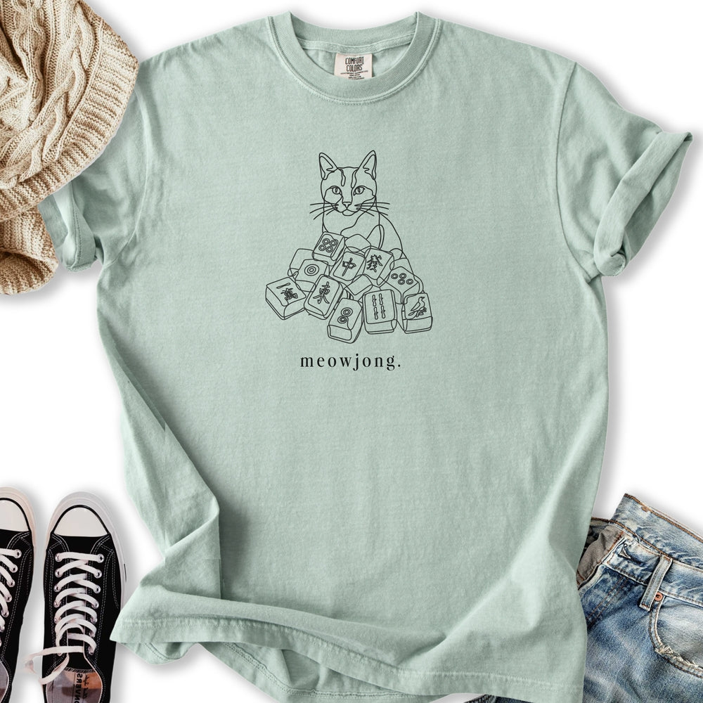 Meowjong Lineart Relaxed Tee