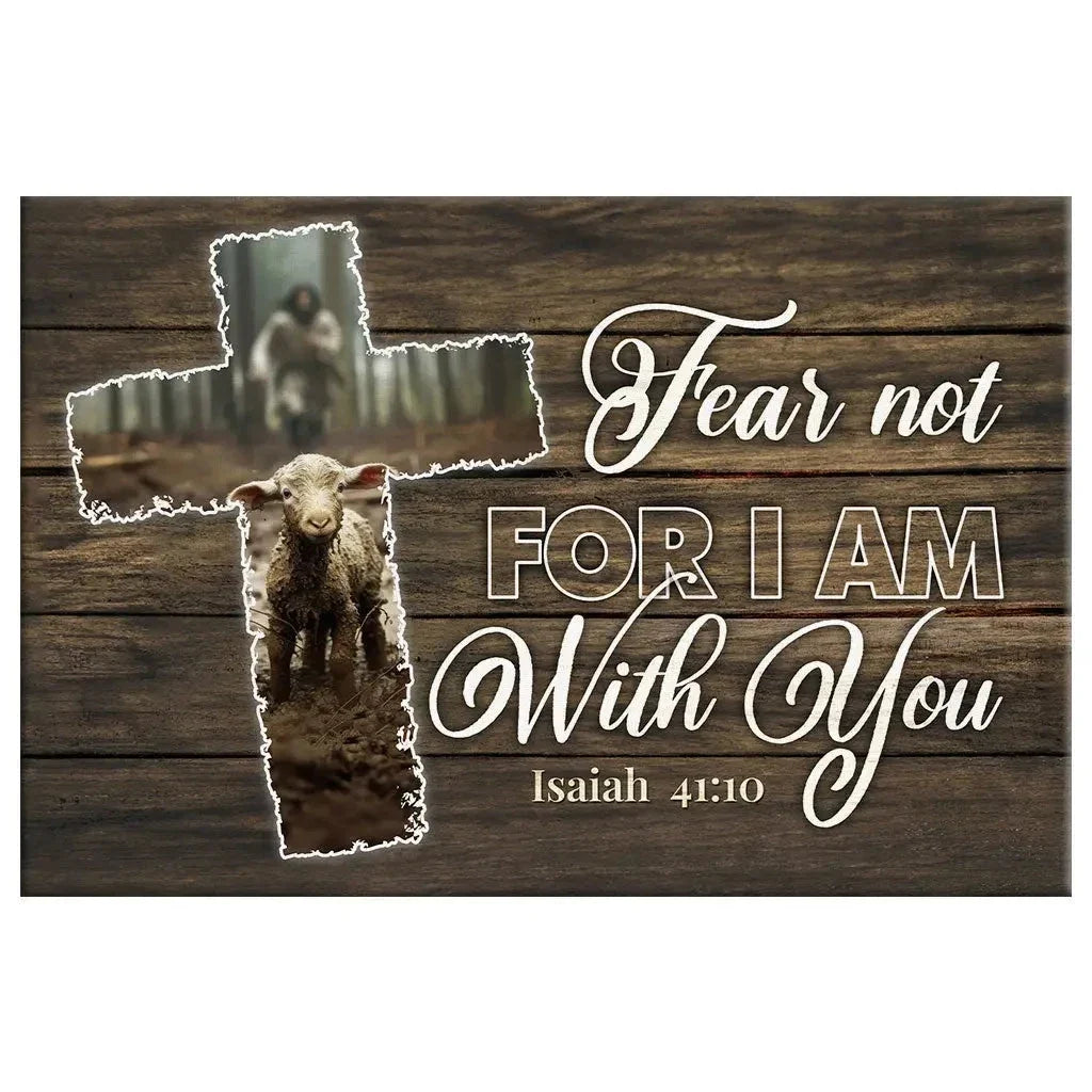 fear not for i am with you jesus and lost sheep wall art canvas (Landscape) (view 4)