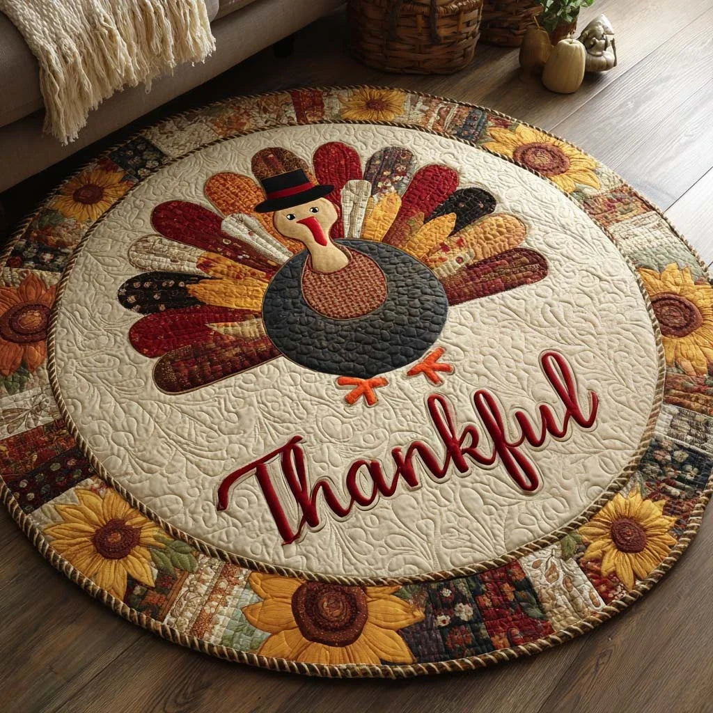 Feast Turkey Quilted Round Mat