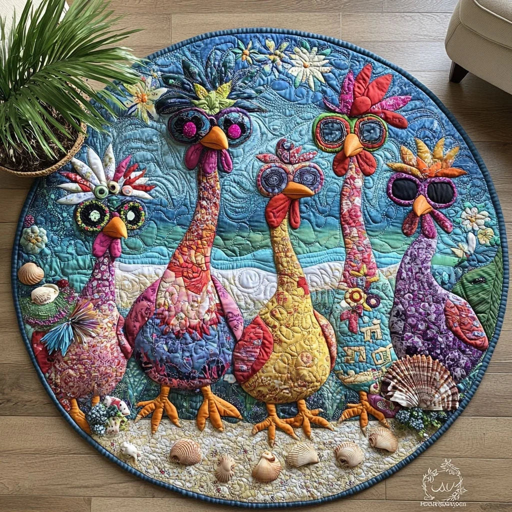 Feather Fest Quilted Round Mat