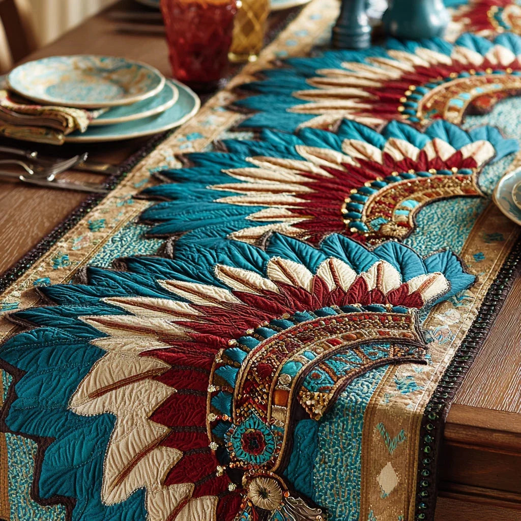 Feather Honor Crown Quilted Table Runner