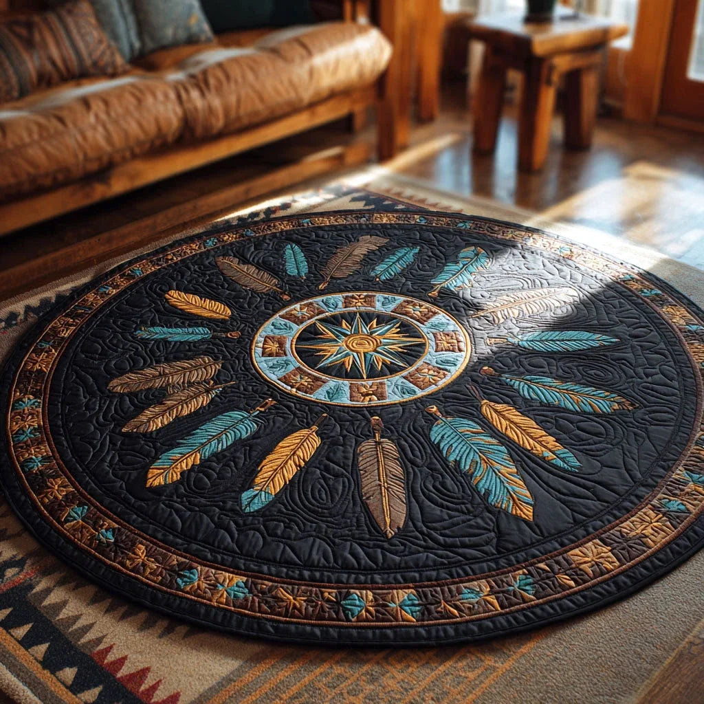 Feather Radiance Quilted Round Mat