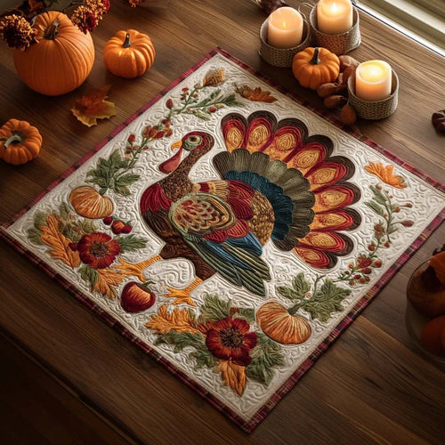 Feathered Feast Quilted Table Topper