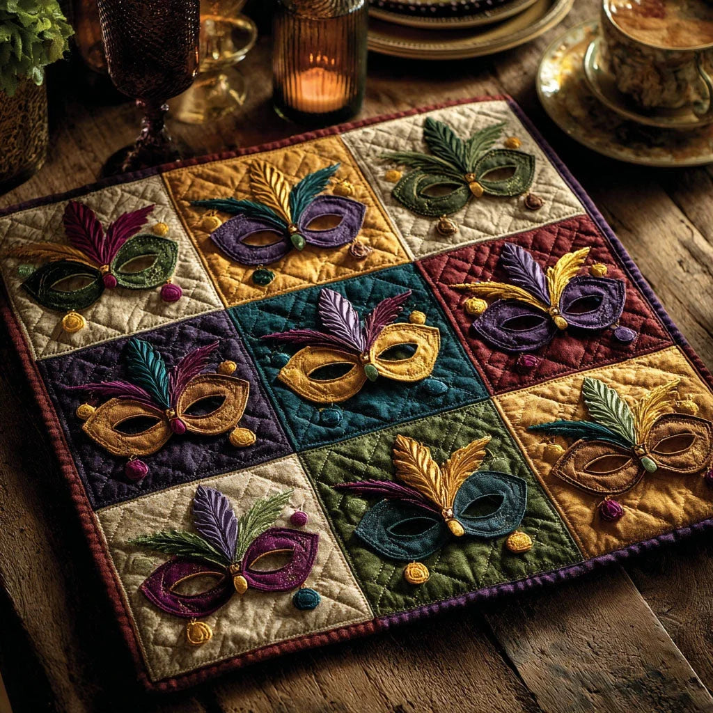 Feathered Gala Quilted Table Topper