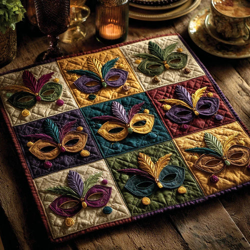 Feathered Gala Quilted Table Topper