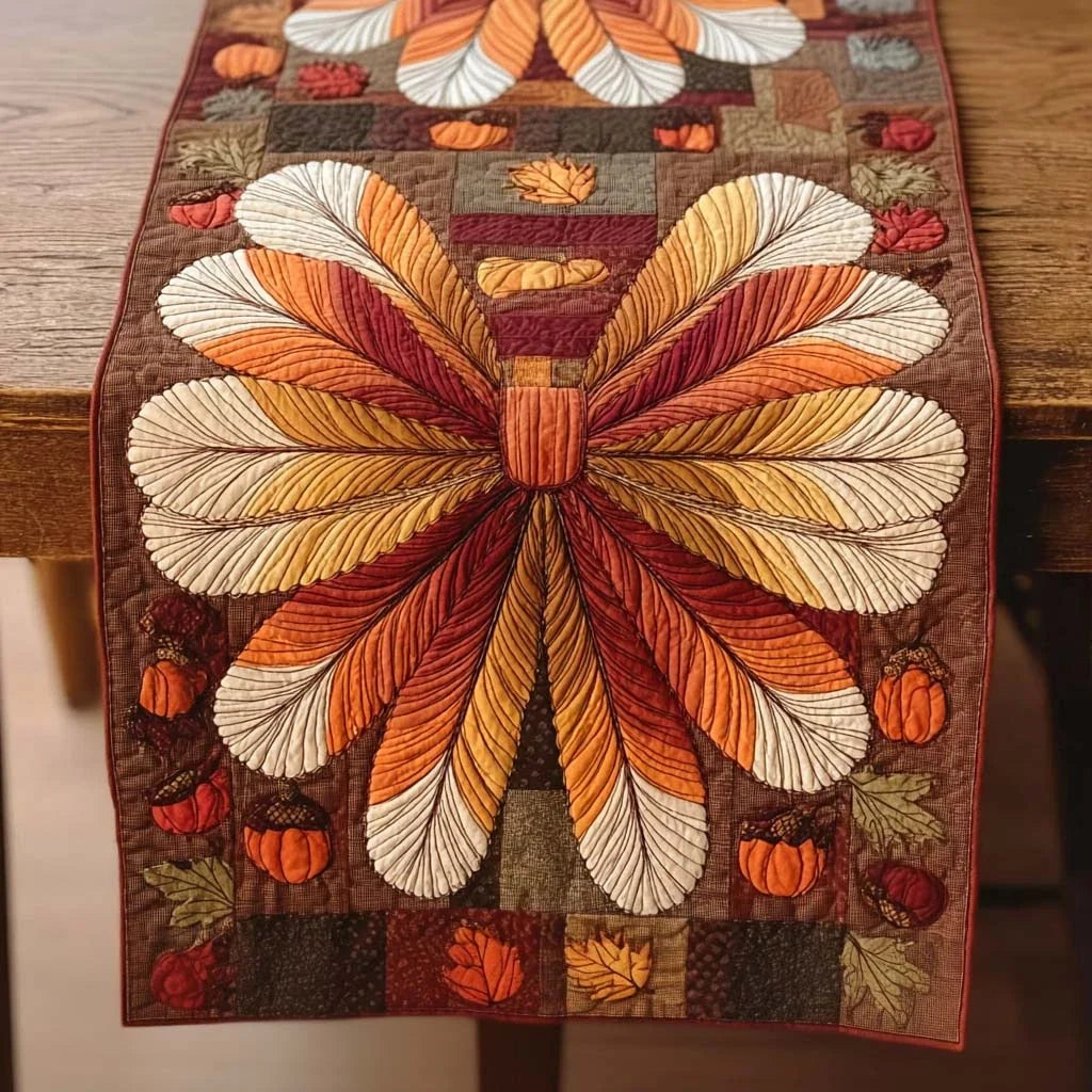 Feathered Harvest Star Quilted Table Runner