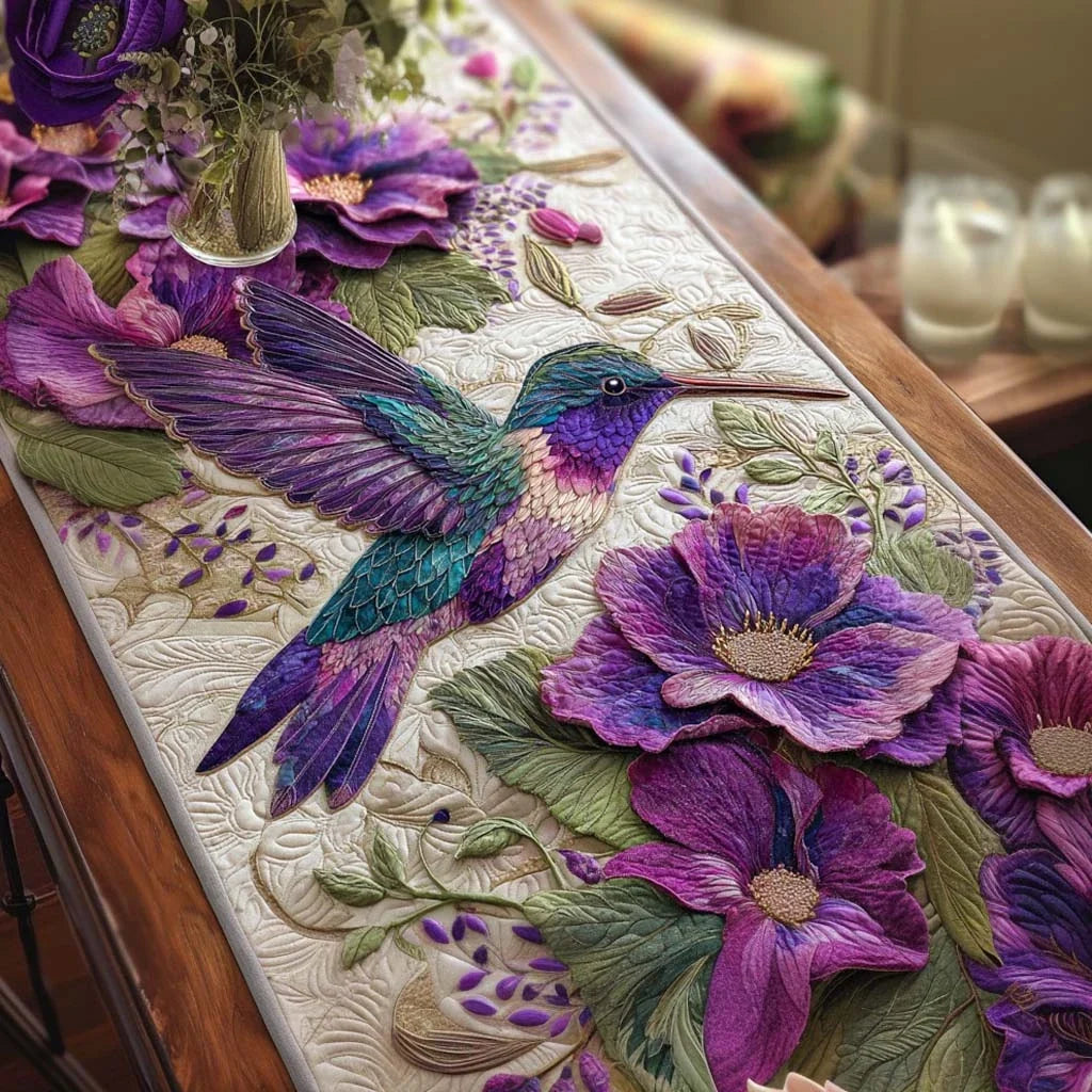 Feathered Jewel Quilted Table Runner