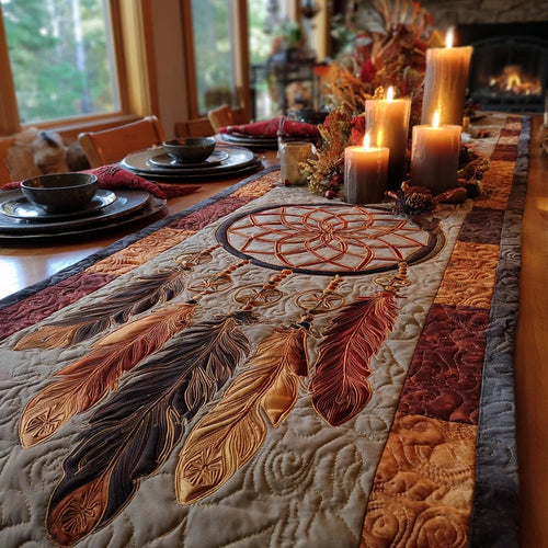 Feathered Light Quilted Table Runner