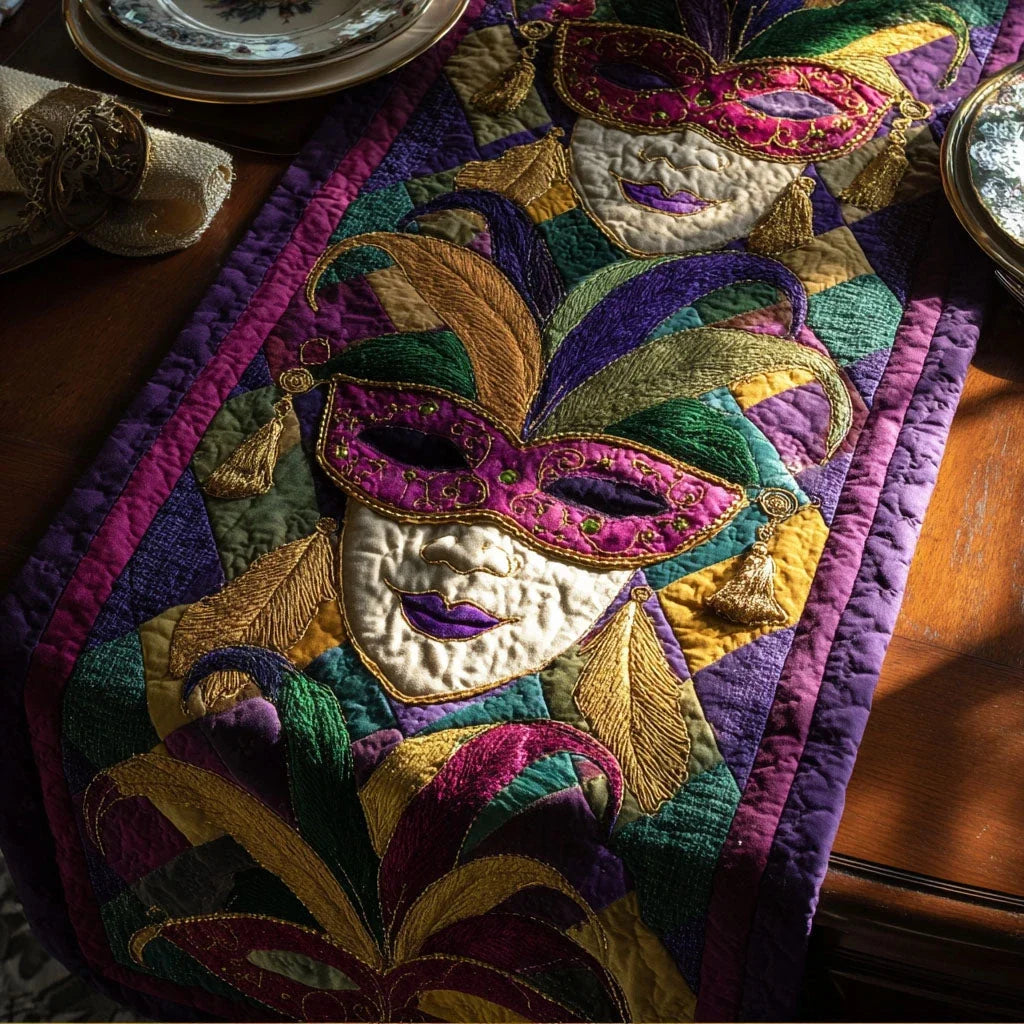 Feathered Masquerade Quilted Table Runner