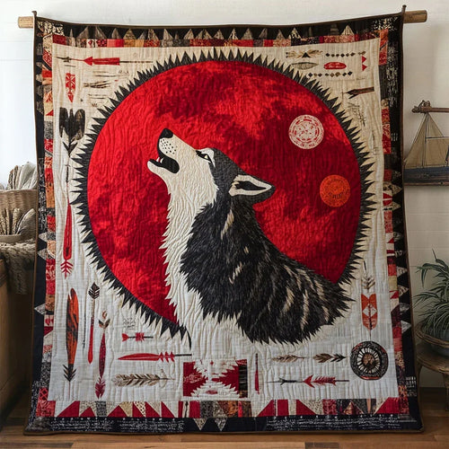 Feathered Wolf Quilt Blanket