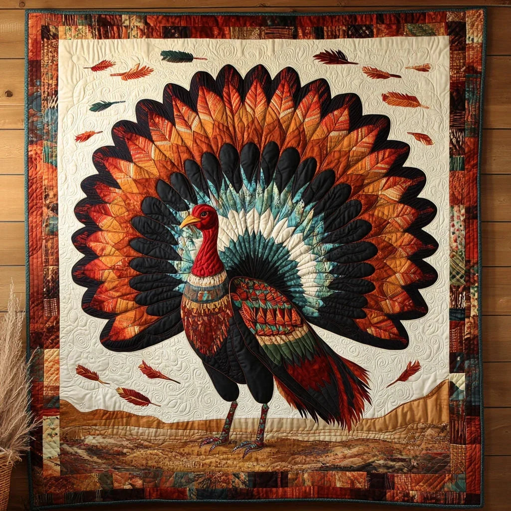 Feathers In Fall Quilt Blanket