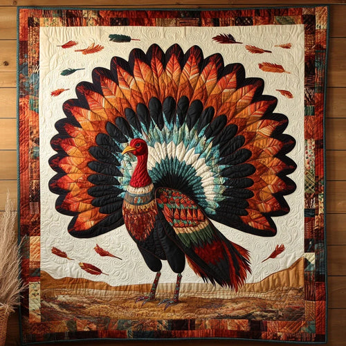 Feathers In Fall Quilt Blanket