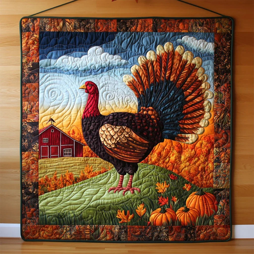 Feathers In Fall Quilt Blanket