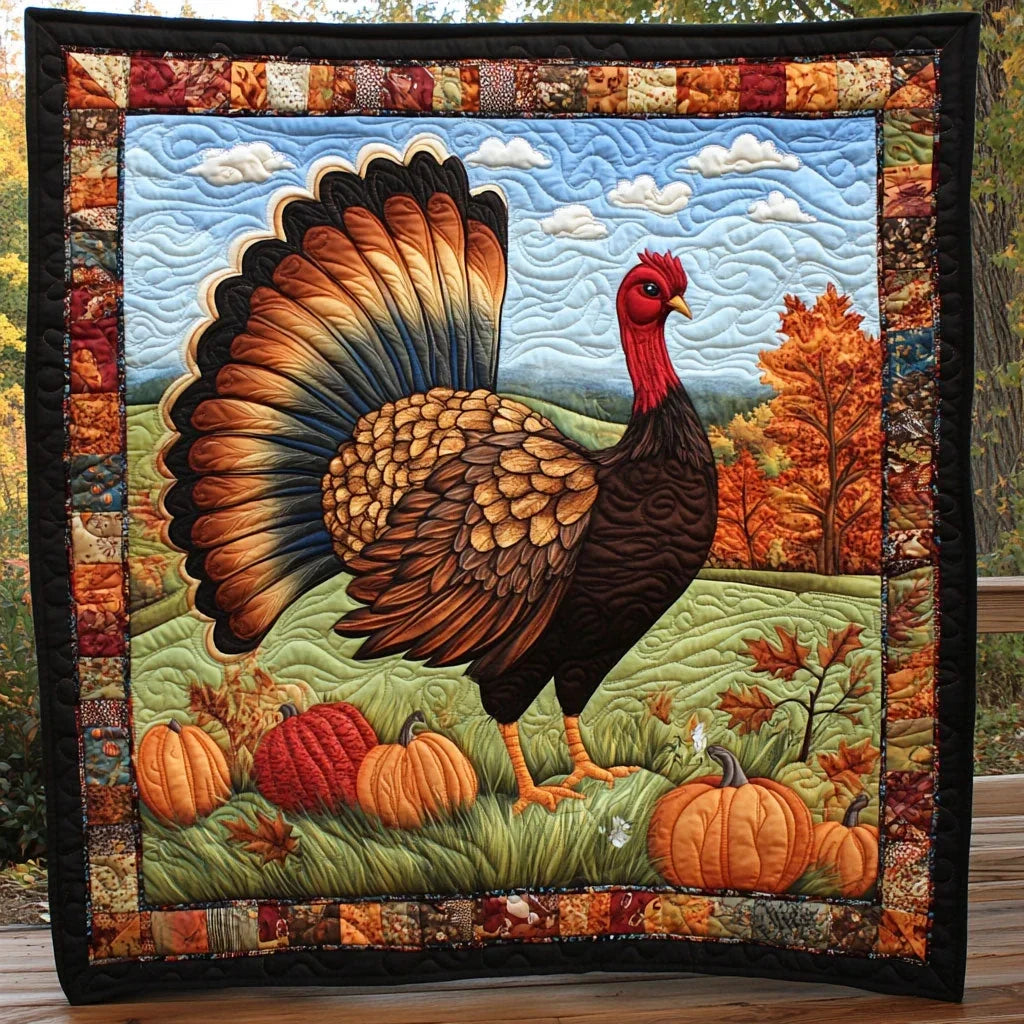 Feathers In Fall Quilt Blanket