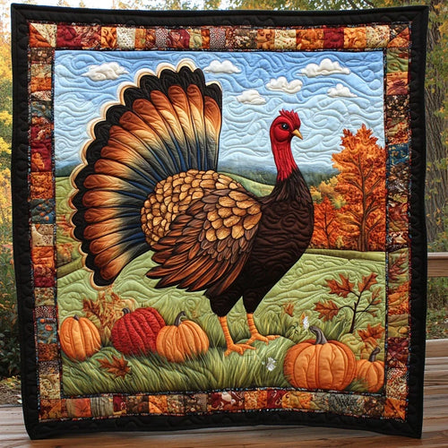 Feathers In Fall Quilt Blanket