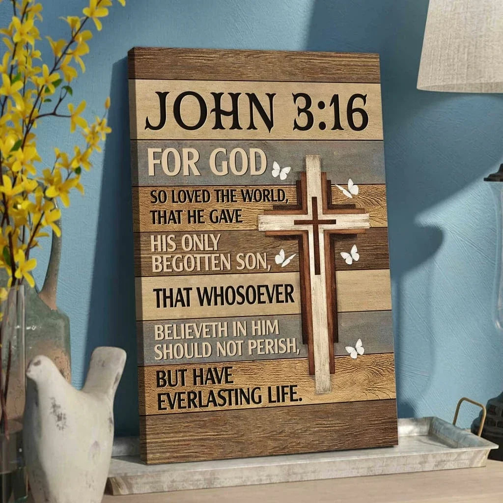 for god so loved the world john 3 16 christian wall art canvas (view 4)