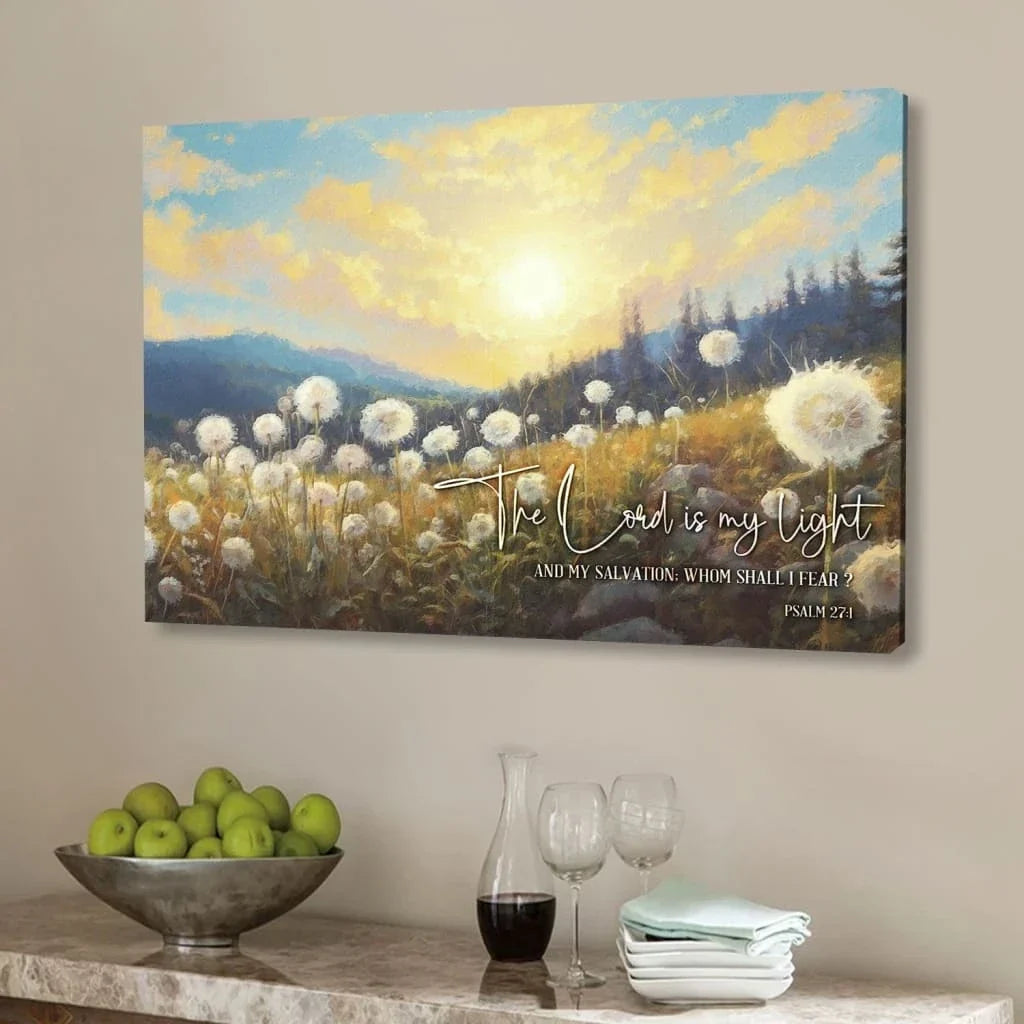 psalm 27 1 the lord is my light and my salvation wall art canvas (Landscape) (view 3)