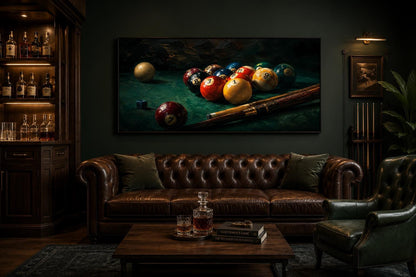 Billiard Balls Canvas Print – Realistic Pool Table Wall Art for Game Room Decor