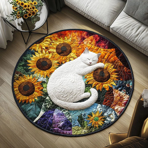 Feline Foliage Quilted Round Mat