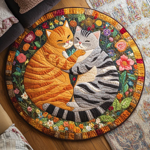 Feline Love Nest Quilted Round Mat
