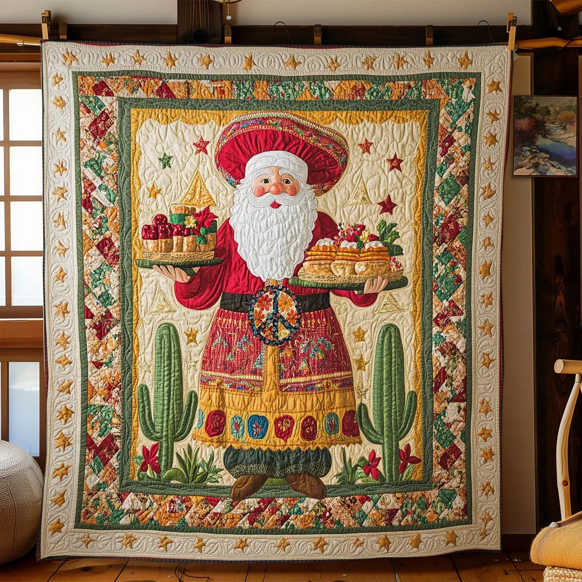 Feliz Navidad Santa Quilt Blanket
