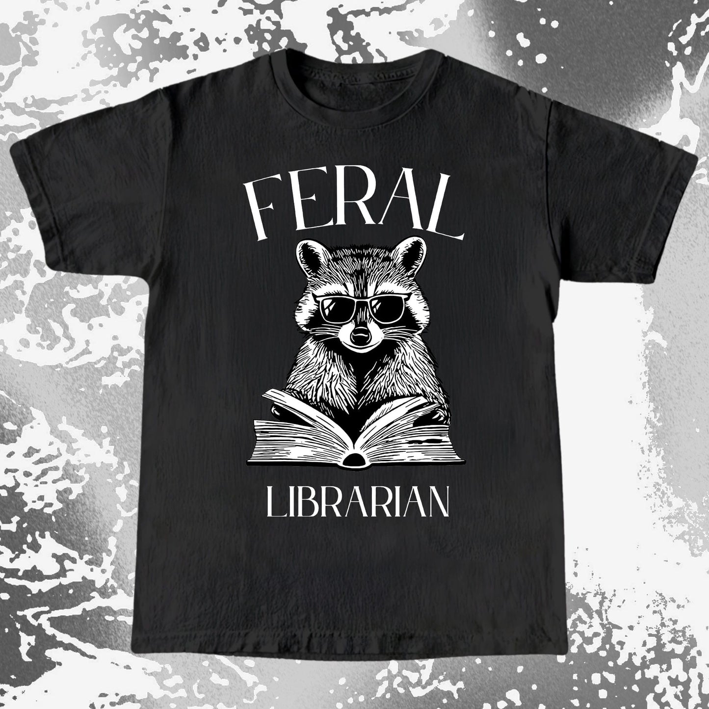 Feral Librarian Raccoon Book Shirt, funny meme tee gift (view 2)