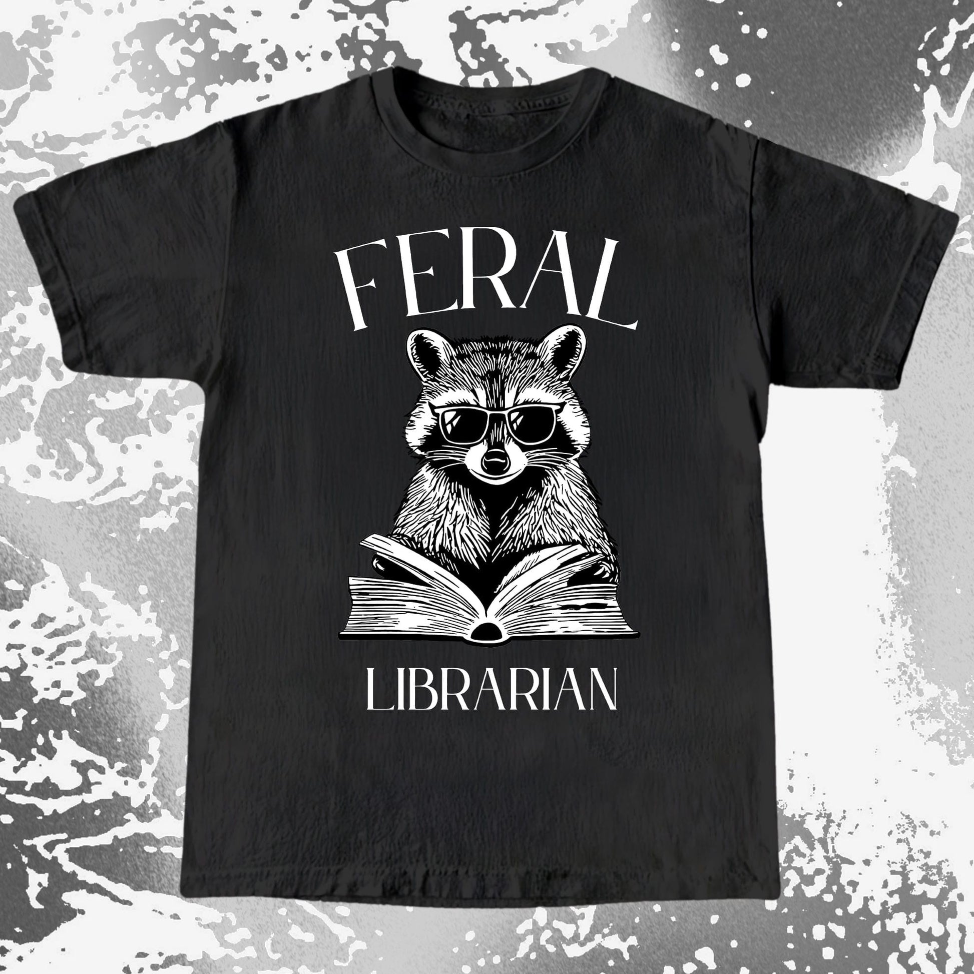 Feral Librarian Raccoon Book Shirt, funny meme tee gift (view 2)