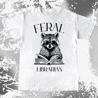Feral Librarian Raccoon Book Shirt, funny meme tee gift