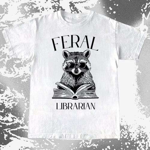 Feral Librarian Raccoon Book Shirt, funny meme tee gift