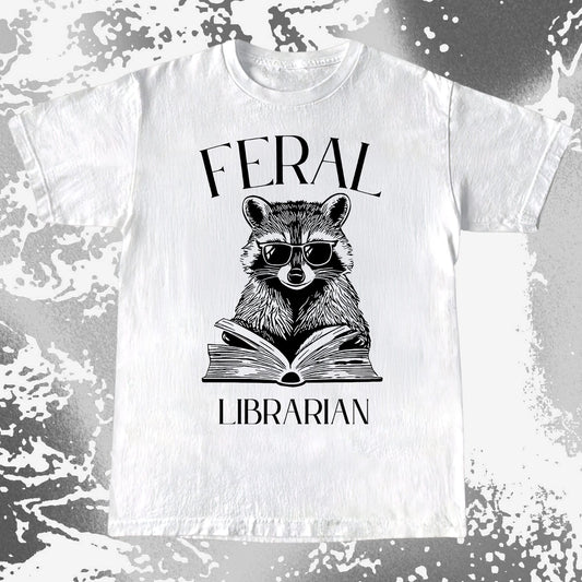 Feral Librarian Raccoon Book Shirt, funny meme tee gift