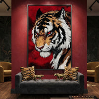 Fierce Tiger Red Eyes Roar Canvas Wall Art