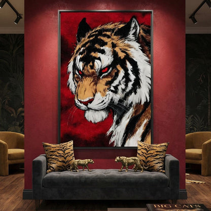 Fierce Tiger Red Eyes Roar Canvas Wall Art