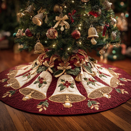 Festive Bell Christmas Quilted Tree Skirt
