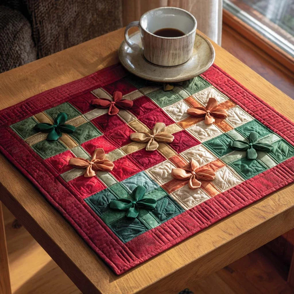 Festive Blossoms Quilted Table Topper