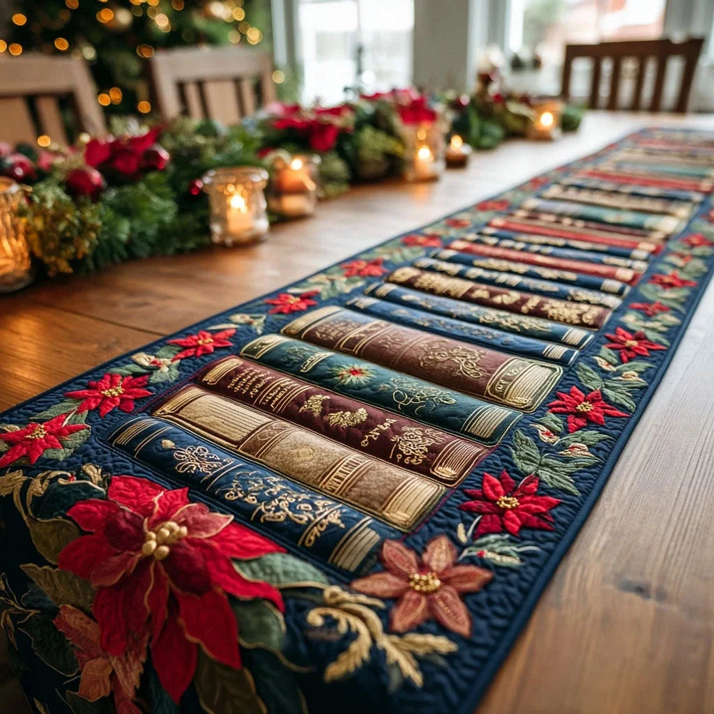 Festive Booktrail Quilted Table Runner