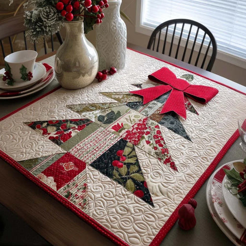 Festive Bow Quilted Table Topper