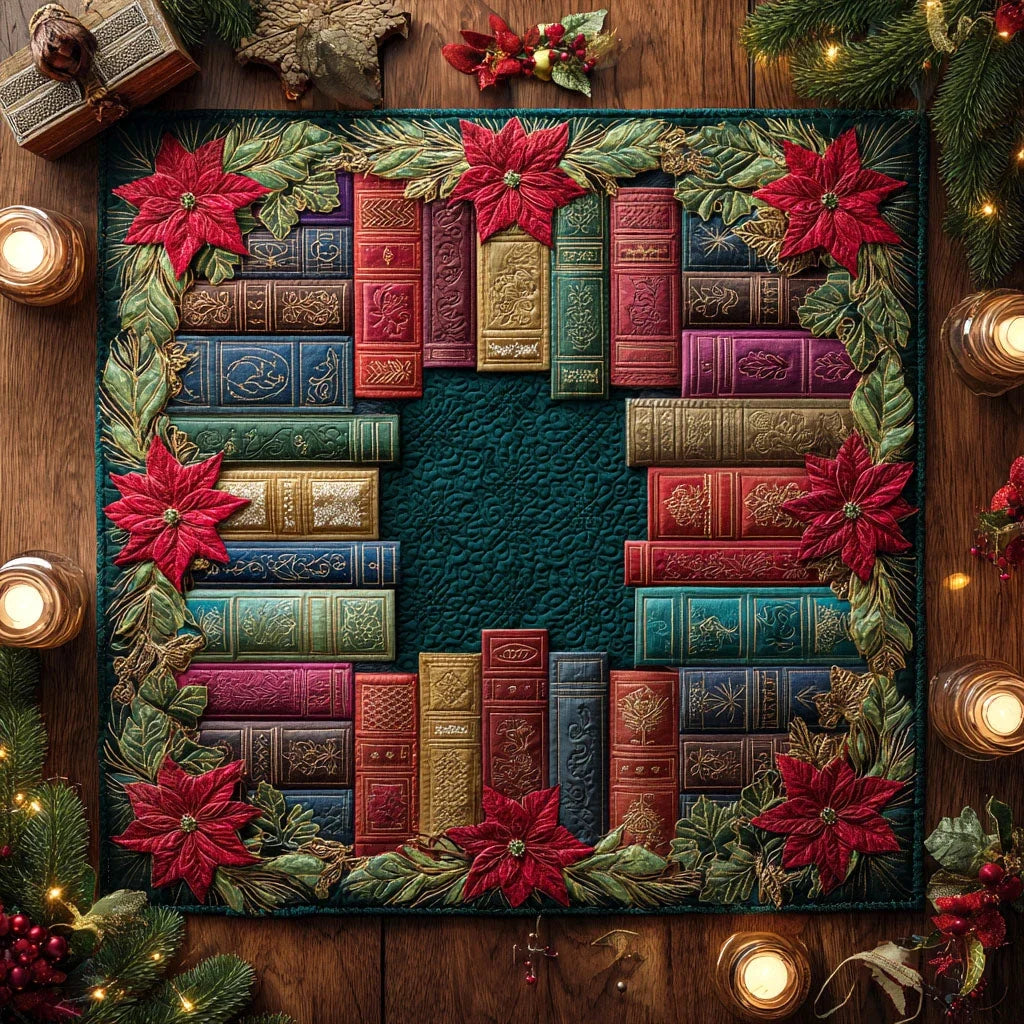 Festive Chapters Quilted Table Topper